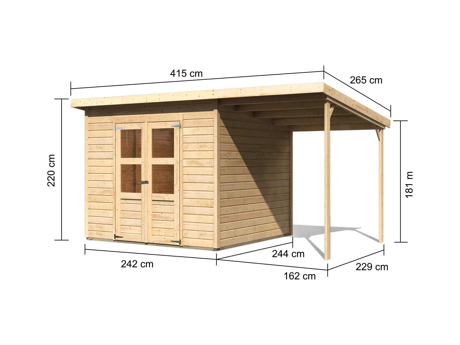 Karibu Gerätehaus Merseburg 6 SET mit Anbaudach