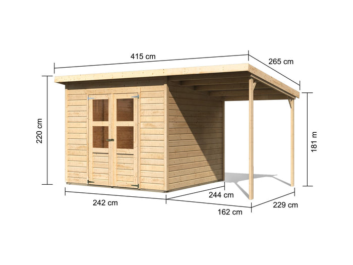 Karibu Gerätehaus Merseburg 6 SET mit Anbaudach