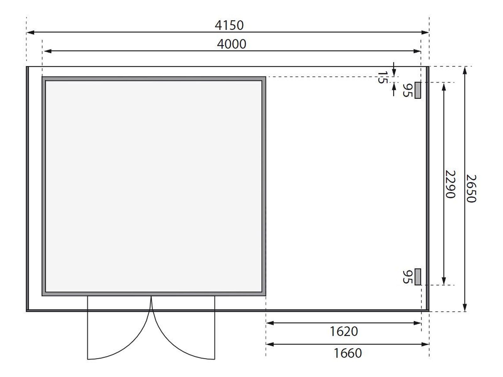 Karibu Gerätehaus Merseburg 6 SET mit Anbaudach