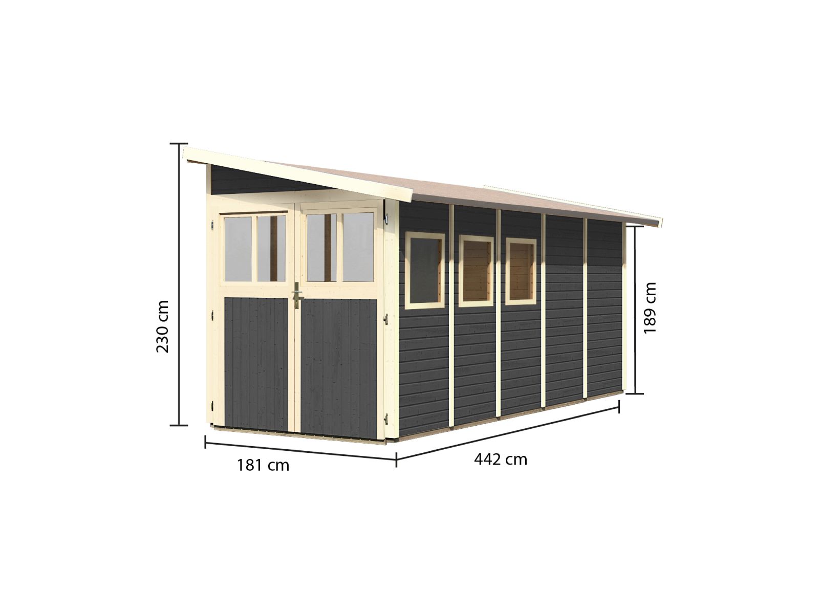 Karibu Gartenhaus Wandlitz 5 terragrau 19 mm