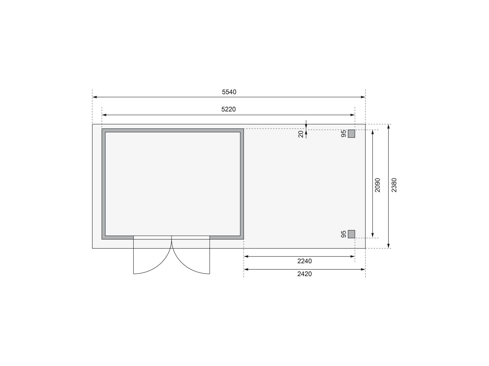 Karibu Gartenhaus Askola 4 mit Anbaudach 2,25 Meter