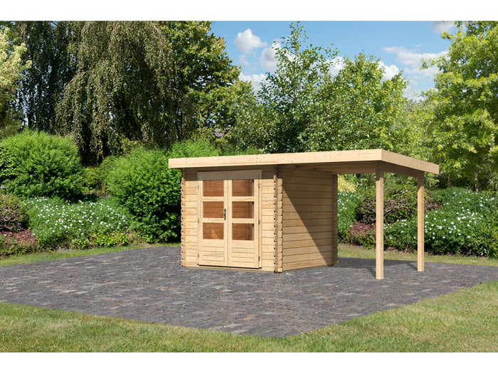 Karibu Gartenhaus Bastrup 2 mit Anbaudach 2 Meter
