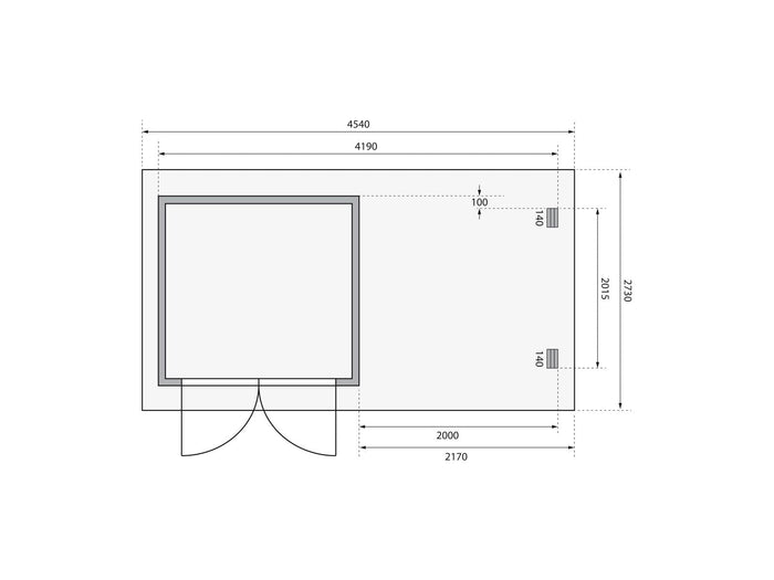 Karibu Gartenhaus Bastrup 2 mit Anbaudach 2 Meter