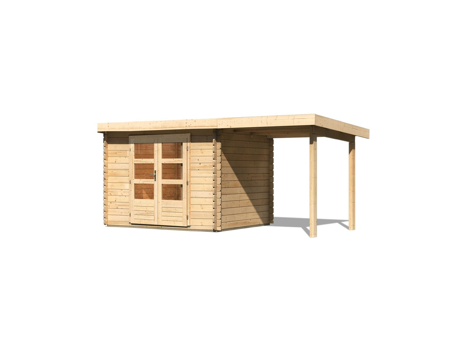 Karibu Gartenhaus Bastrup 3 mit Anbaudach 2 Meter