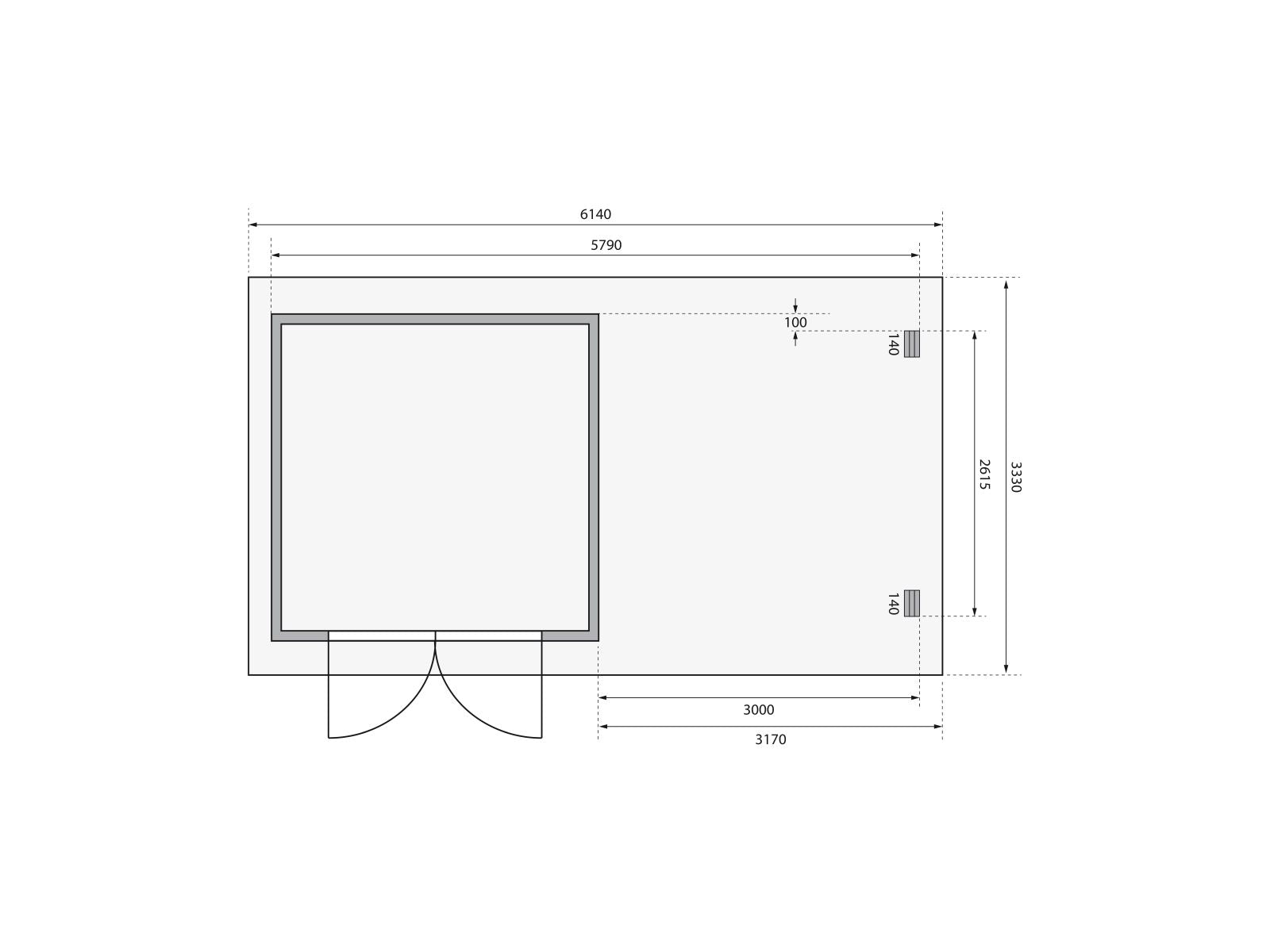 Karibu Gartenhaus Bastrup 5 mit Anbaudach 3 Meter