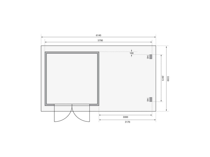Karibu Gartenhaus Bastrup 5 mit Anbaudach 3 Meter