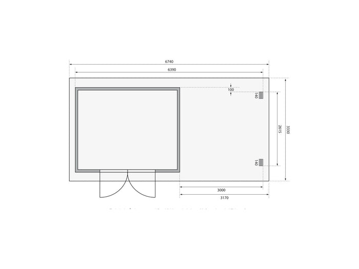 Karibu Gartenhaus Bastrup 7 mit Anbaudach 3 Meter
