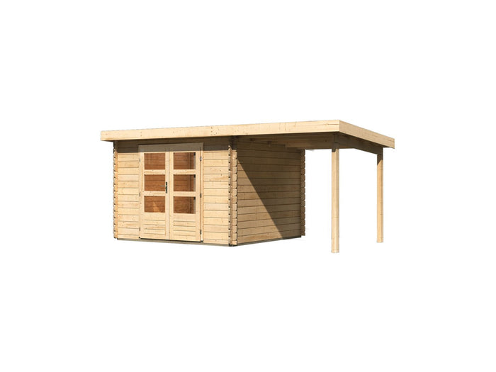 Karibu Gartenhaus Bastrup 5 mit Anbaudach 2 Meter
