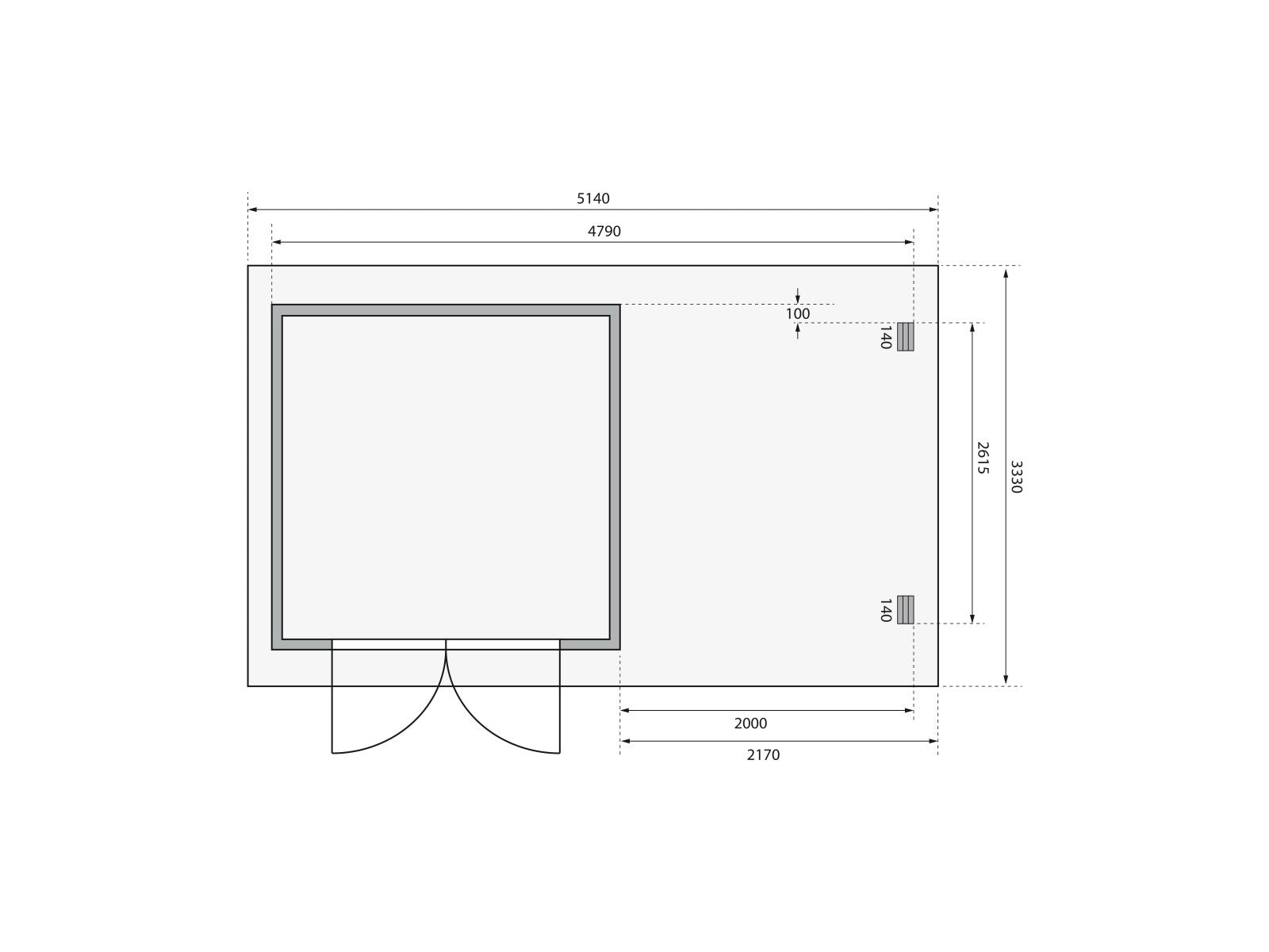 Karibu Gartenhaus Bastrup 5 mit Anbaudach 2 Meter sowie Seiten- und Rückwand natur