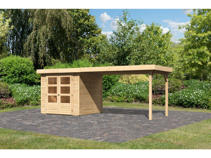 Karibu Gartenhaus Askola 2 mit Anbaudach 2,75 Meter