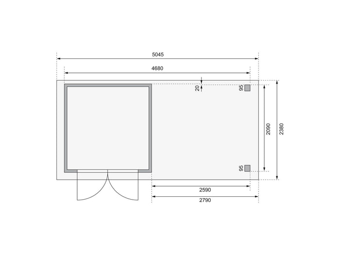 Karibu Gartenhaus Askola 2 mit Anbaudach 2,75 Meter