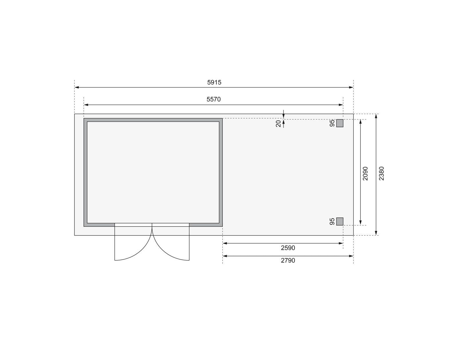 Karibu Gartenhaus Askola 4 mit Anbaudach 2,75 Meter