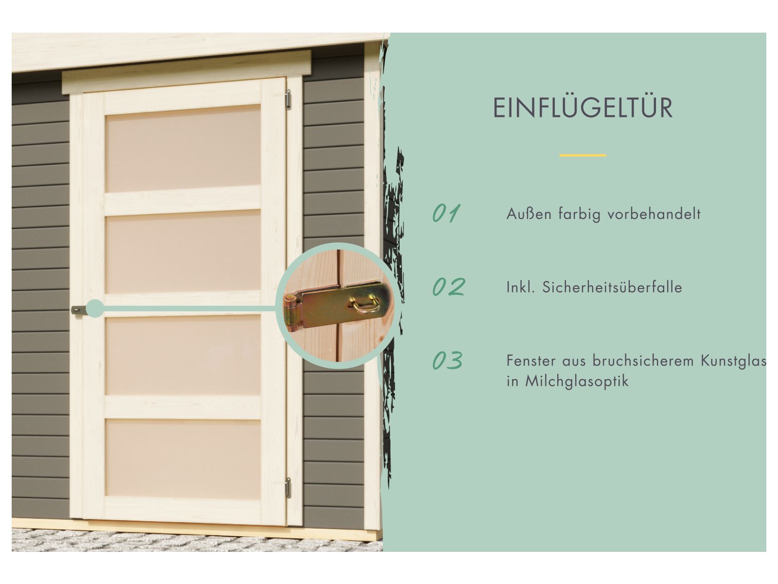 Karibu Gartenhaus Schwandorf 3 terragrau mit Anbaudach 2,80 Meter