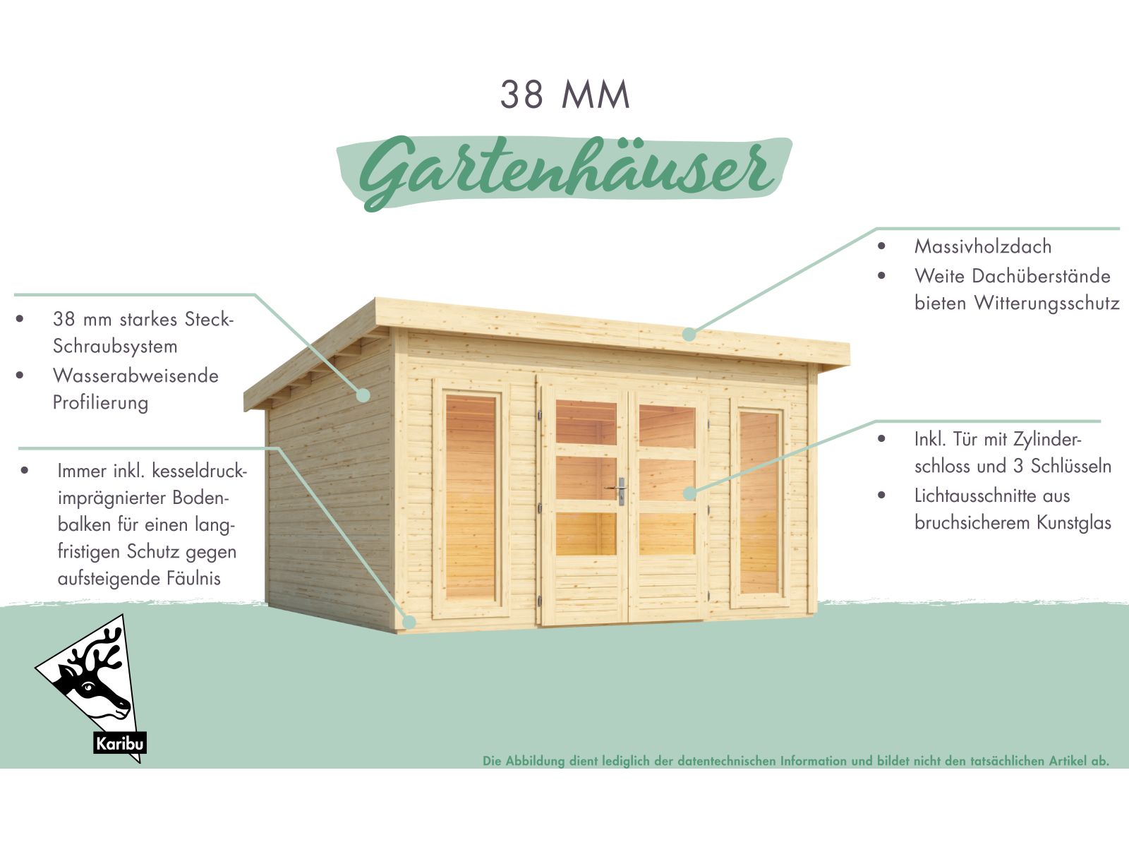 Karibu Gartenhaus Northeim 3 naturbelassen mit Schleppdach 3,0 Meter