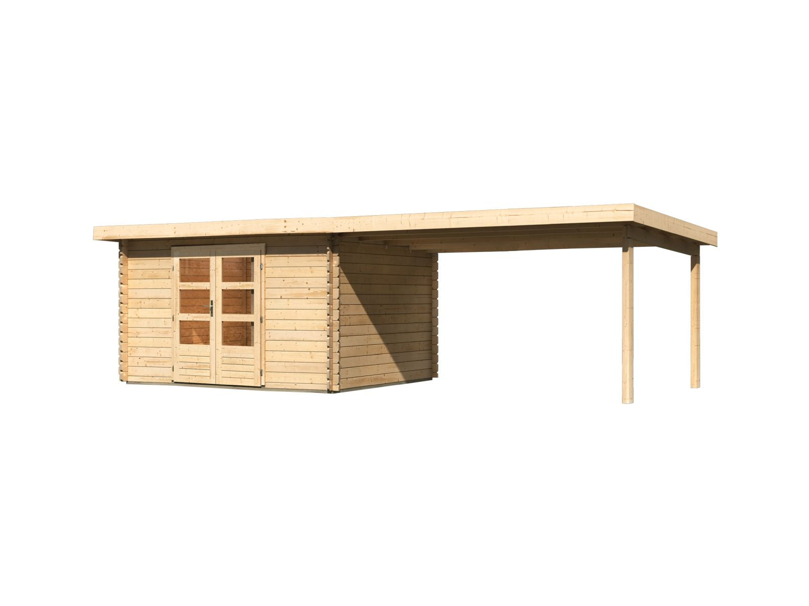 Karibu Gartenhaus Bastrup 7 mit Anbaudach 4 Meter