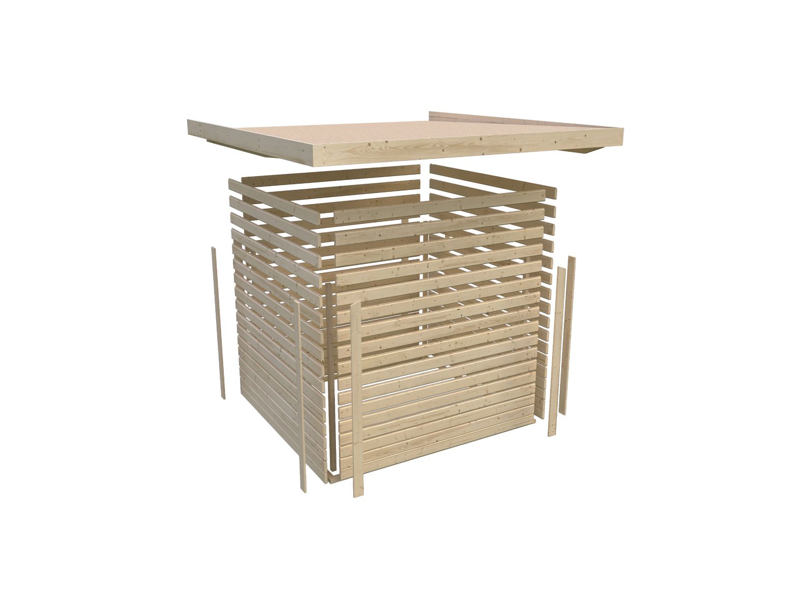 Karibu Gartenhaus Goldendorf 5 terragrau 19 mm mit Anbaudach 2,20 m