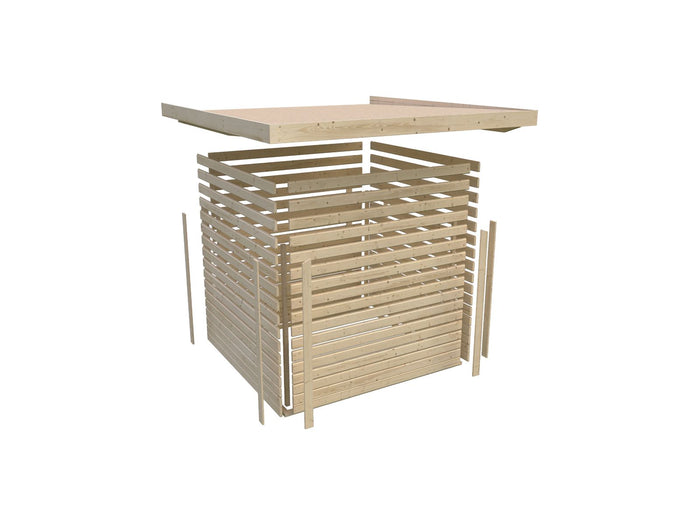 Karibu Gartenhaus Goldendorf 5 terragrau 19 mm mit Anbaudach 2,20 m