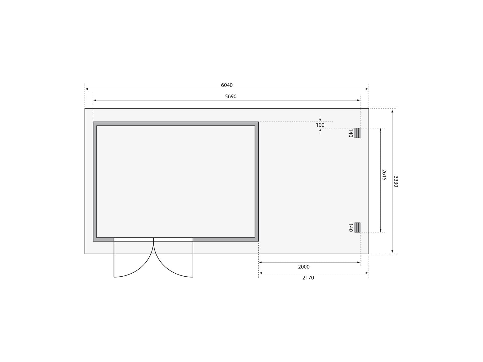 Karibu Gartenhaus Bastrup 8 mit Anbaudach 2 Meter naturbelassen