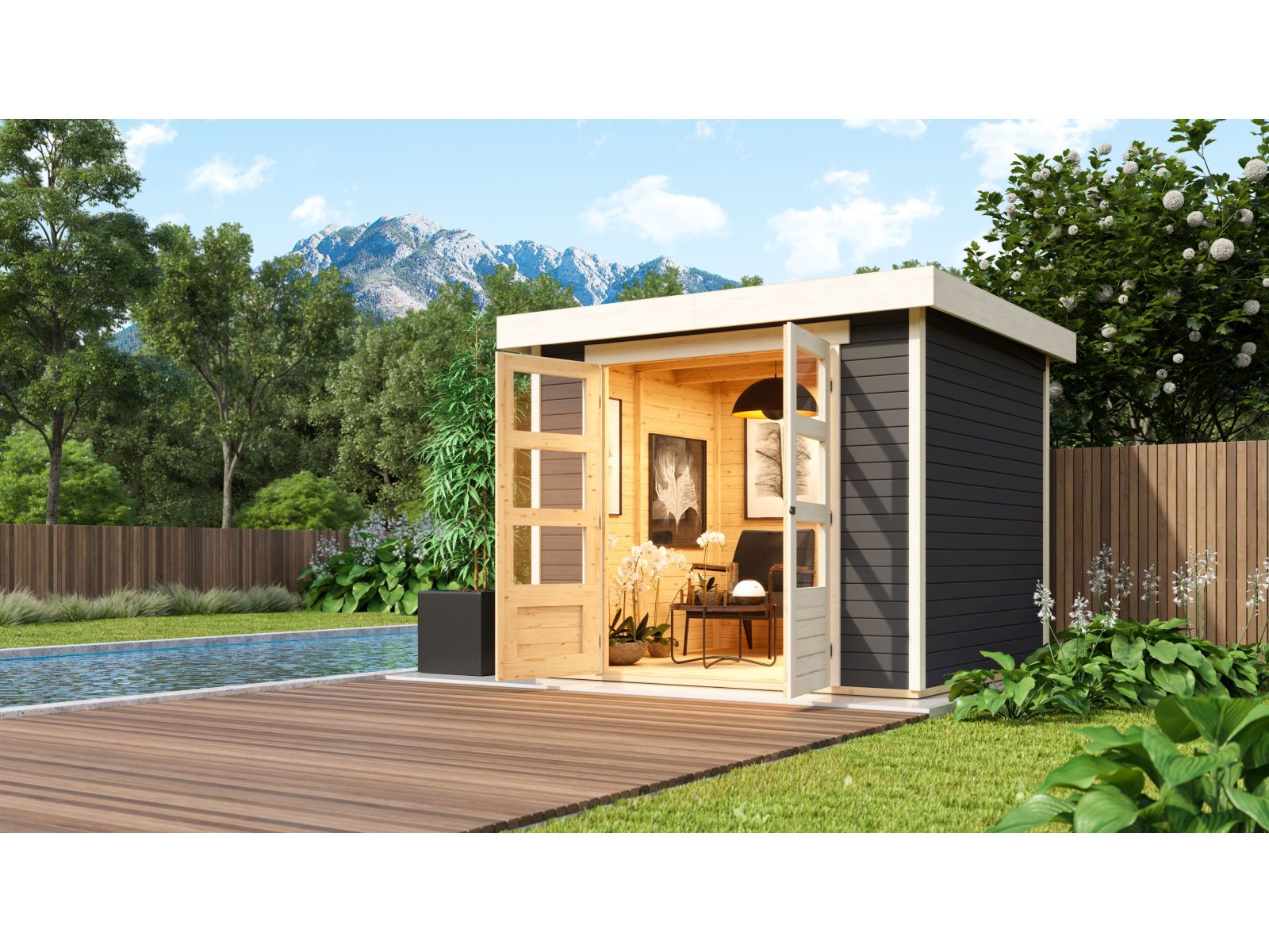 Karibu Gartenhaus Askola 3 terragrau 19 mm