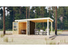 Karibu Gartenhaus Askola 2 terragrau mit Anbaudach 2,80 Meter
