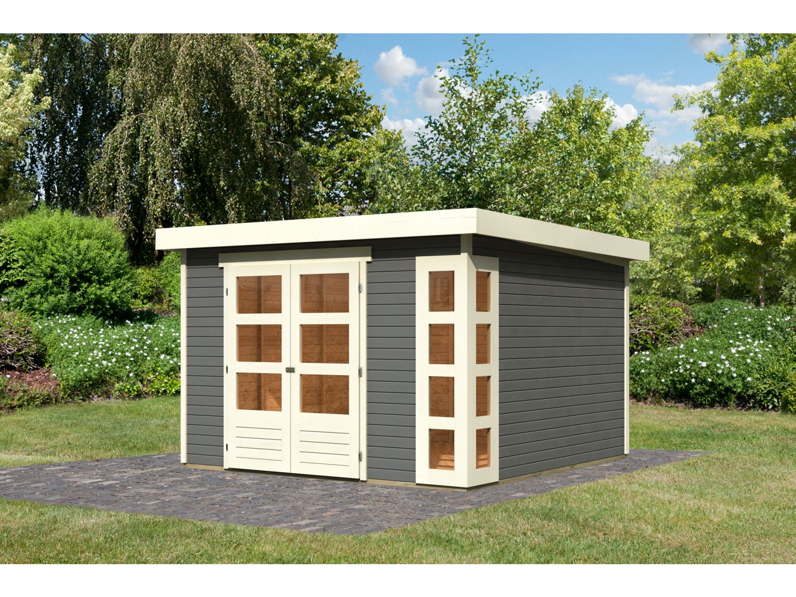 Karibu Gartenhaus Kerko 6 in terragrau 19 mm