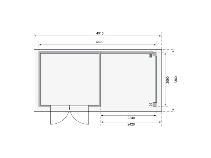 Karibu Gartenhaus Kerko 3 natur mit 2,40 m Anbaudach