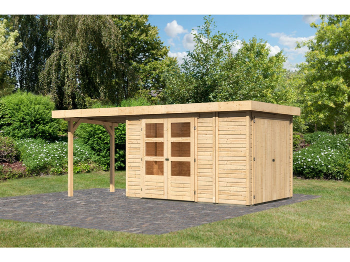 Karibu Gartenhaus Retola 3 mit Anbaudachdach 2,40 Meter