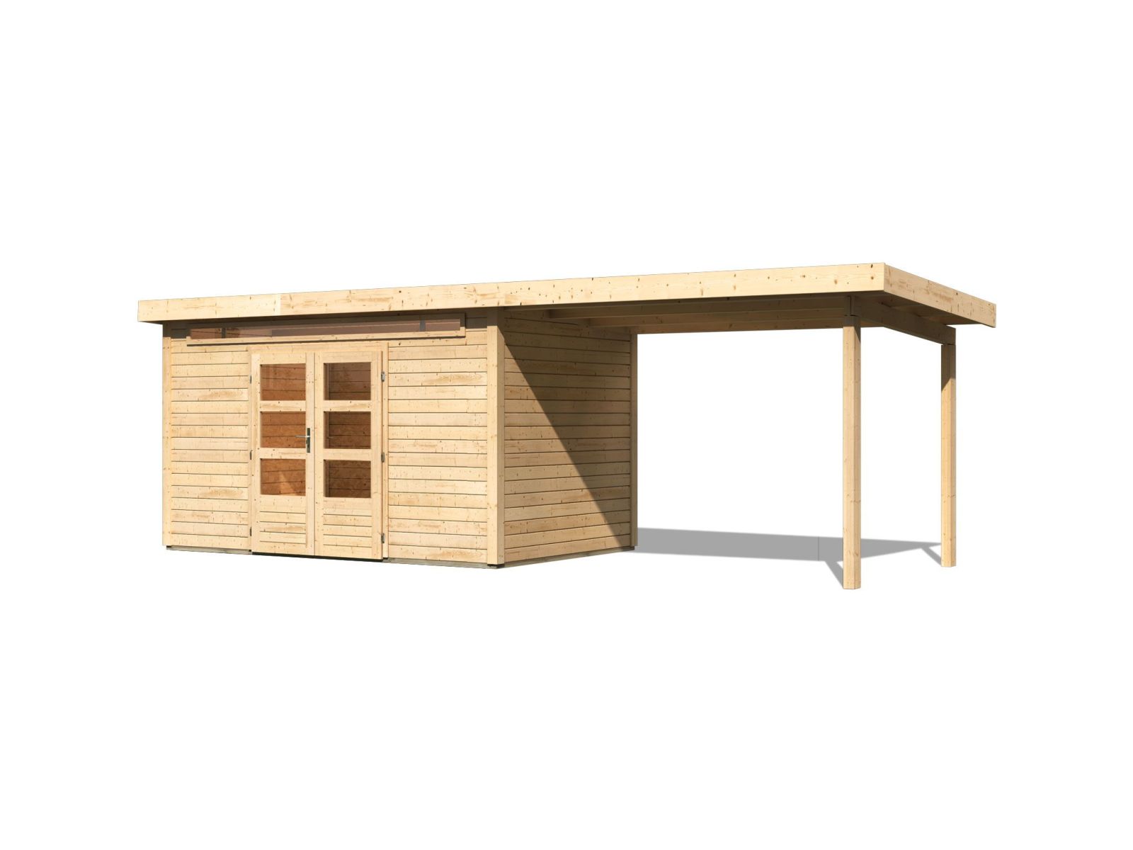 Karibu Gartenhaus Kandern 7 mit Anbaudach 2,95 Meter