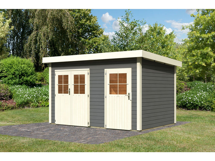 Karibu Gartenhaus Tintrup 2-Raum-Haus in terragrau 28 mm