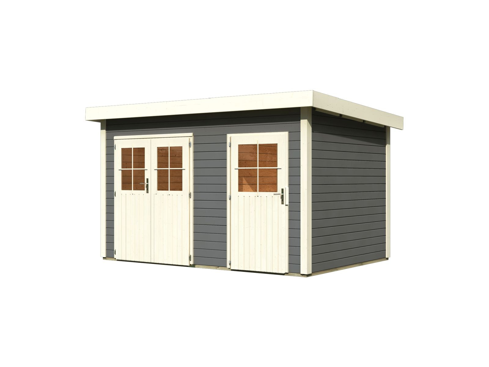 Karibu Gartenhaus Tintrup 2-Raum-Haus in terragrau 28 mm