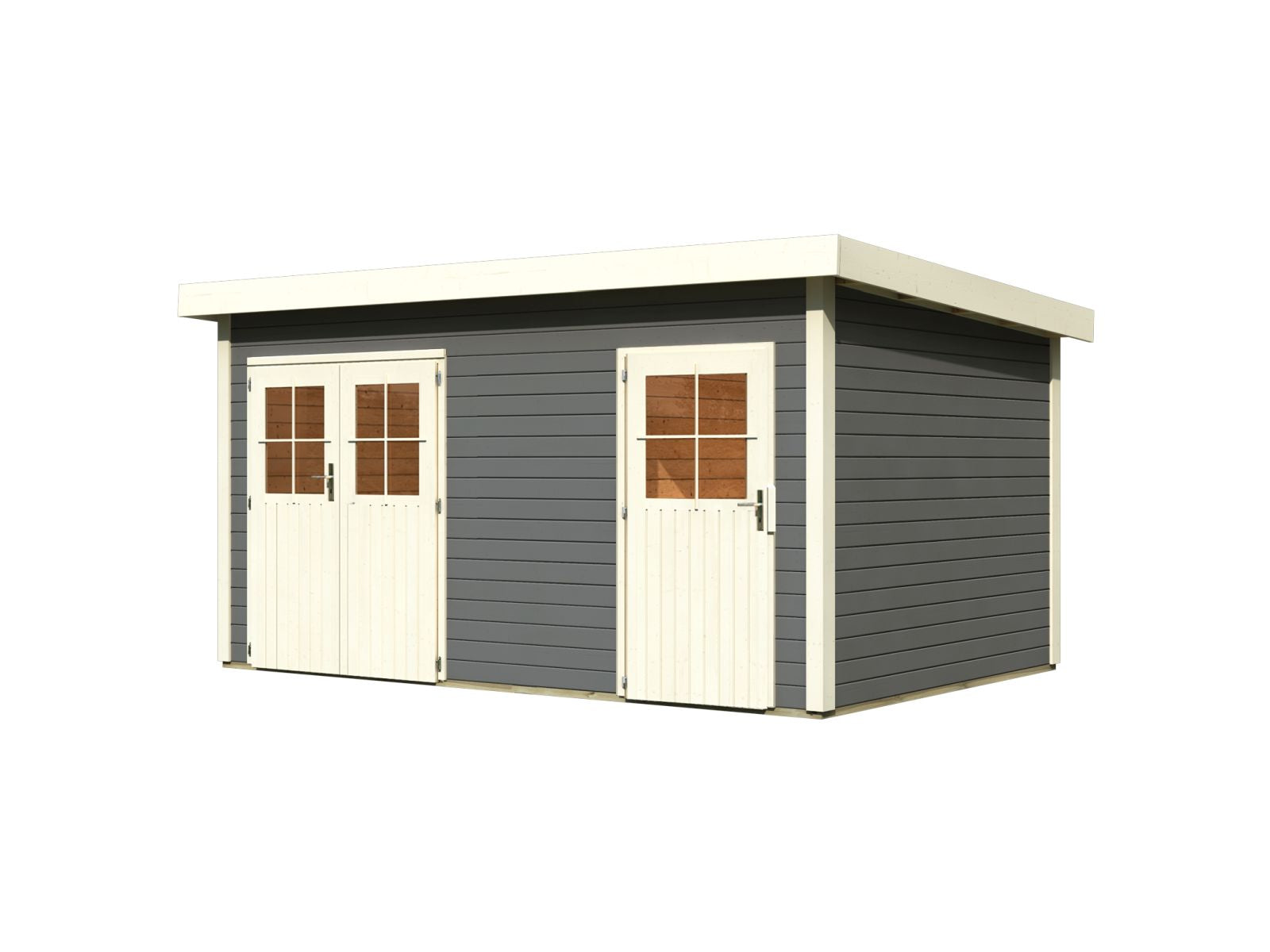 Karibu Gartenhaus Mattrup 2-Raum-Haus in terragrau 28 mm