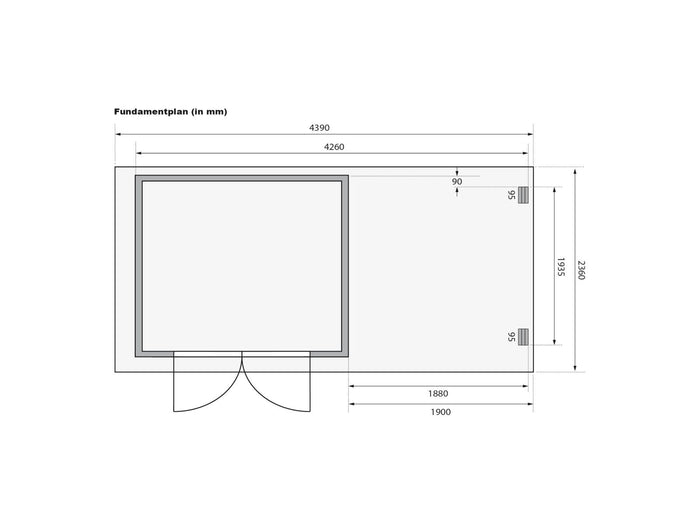 Karibu Gartenhaus Glücksburg 4 natur mit Anbaudach 1,90 Meter