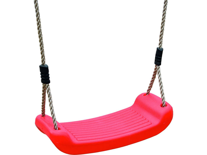 Karibu Spielturm Lotti Satteldach + Rutsche rot + Doppelschaukel + Anbauplattform + Kletterwand