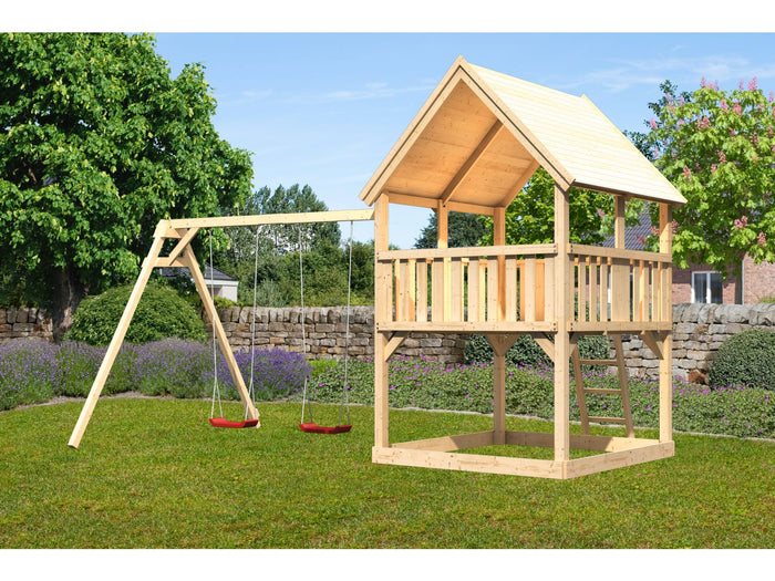 Karibu Spielturm Luis Satteldach + Doppelschaukel
