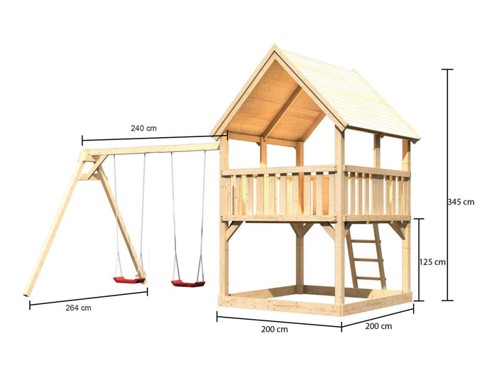 Karibu Spielturm Luis Satteldach + Doppelschaukel