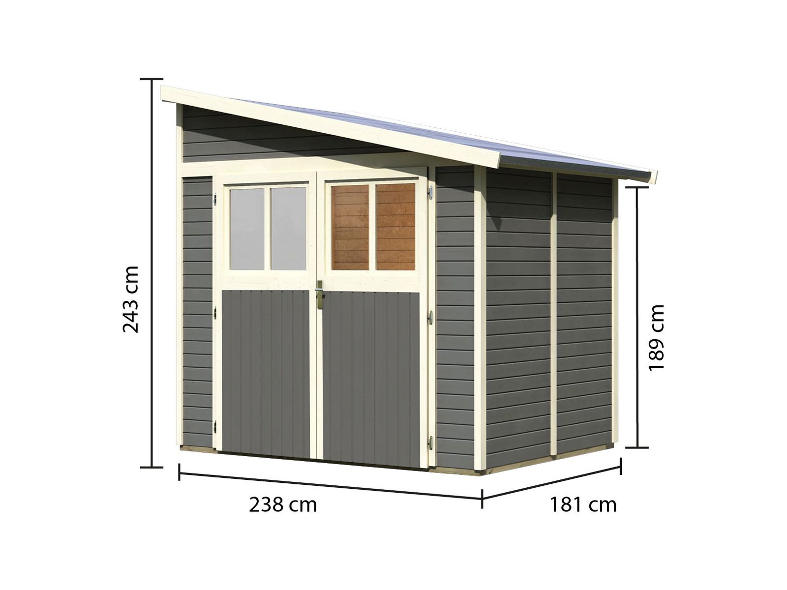 Karibu Gartenhaus Bomlitz 2 terragrau 19 mm