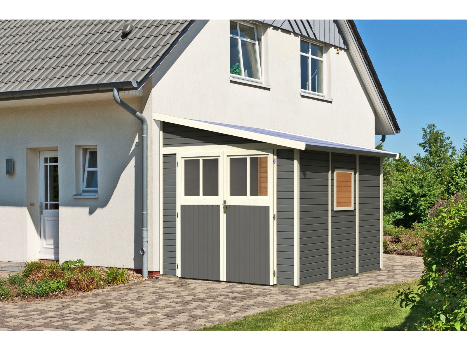 Karibu Gartenhaus Bomlitz 3 terragrau 19 mm