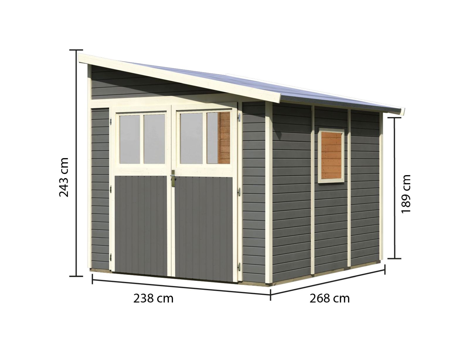 Karibu Gartenhaus Bomlitz 3 terragrau 19 mm