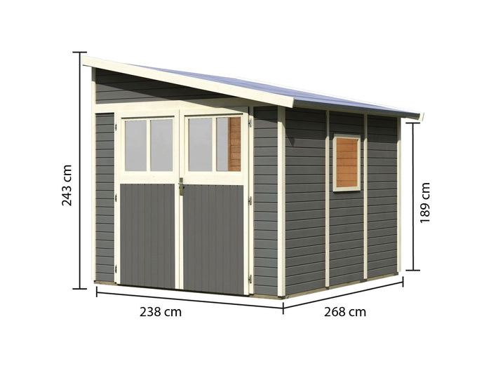 Karibu Gartenhaus Bomlitz 3 terragrau 19 mm