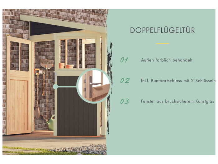 Karibu Gartenhaus Bomlitz 3 terragrau 19 mm