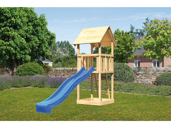 Karibu Spielturm Lotti Set mit Wellenrutsche in blau