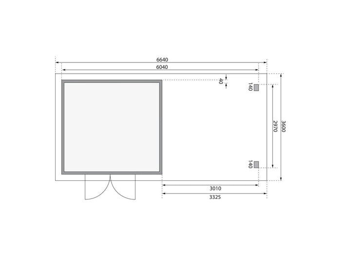 Karibu Gartenhaus Northeim 3 in terragrau mit Anbaudach 3 Meter