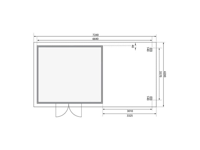 Karibu Gartenhaus Northeim 5 terragrau mit Anbaudach 3 m