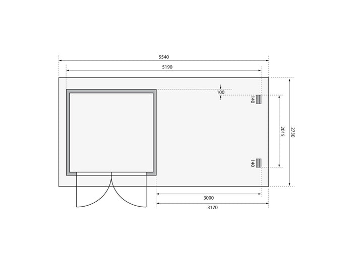 Karibu Gartenhaus Bastrup 2 mit Anbaudach 3 Meter inkl. Rück-und Seitenwand