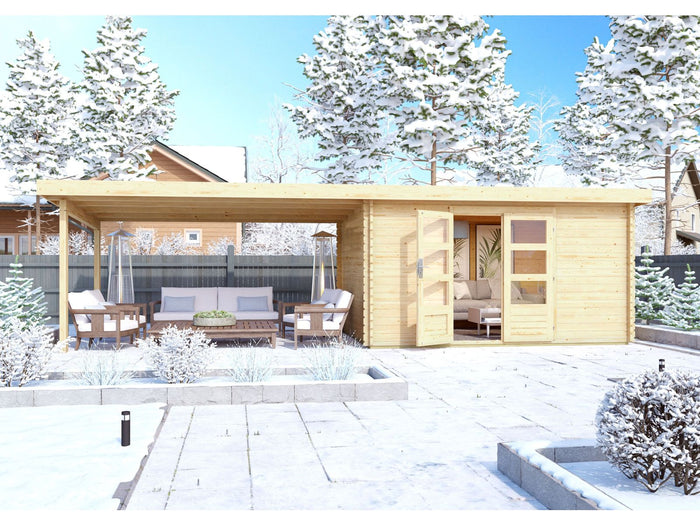 Karibu Gartenhaus Trittau 5 inkl. Anbaudach 4,4 m