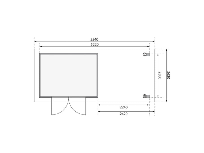 Karibu Gartenhaus Askola 5 mit Anbaudach 2,40 Meter terragrau