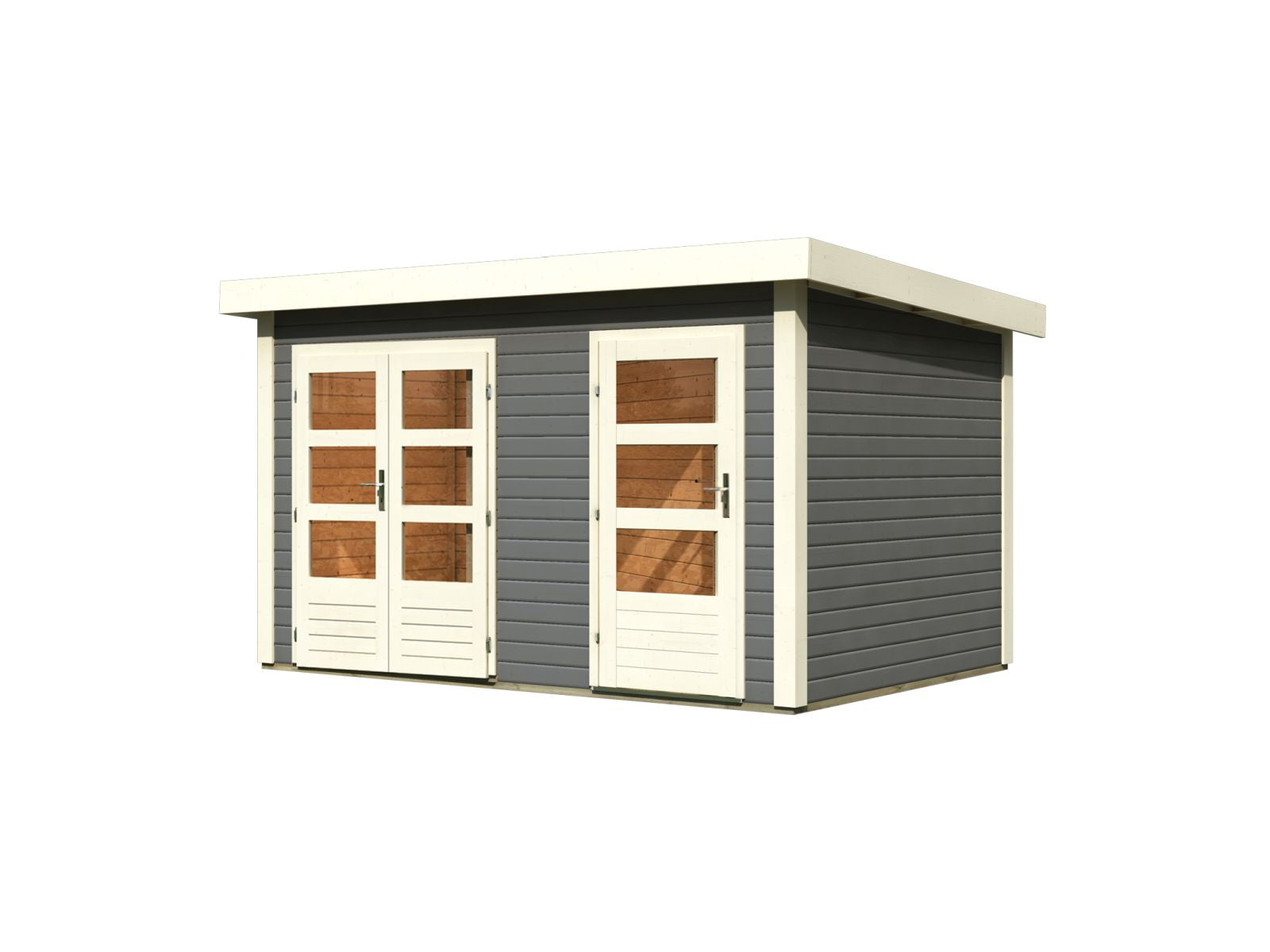 Karibu Gartenhaus Schönbuch 1,  38 mm 2-Raum-Haus - terragrau