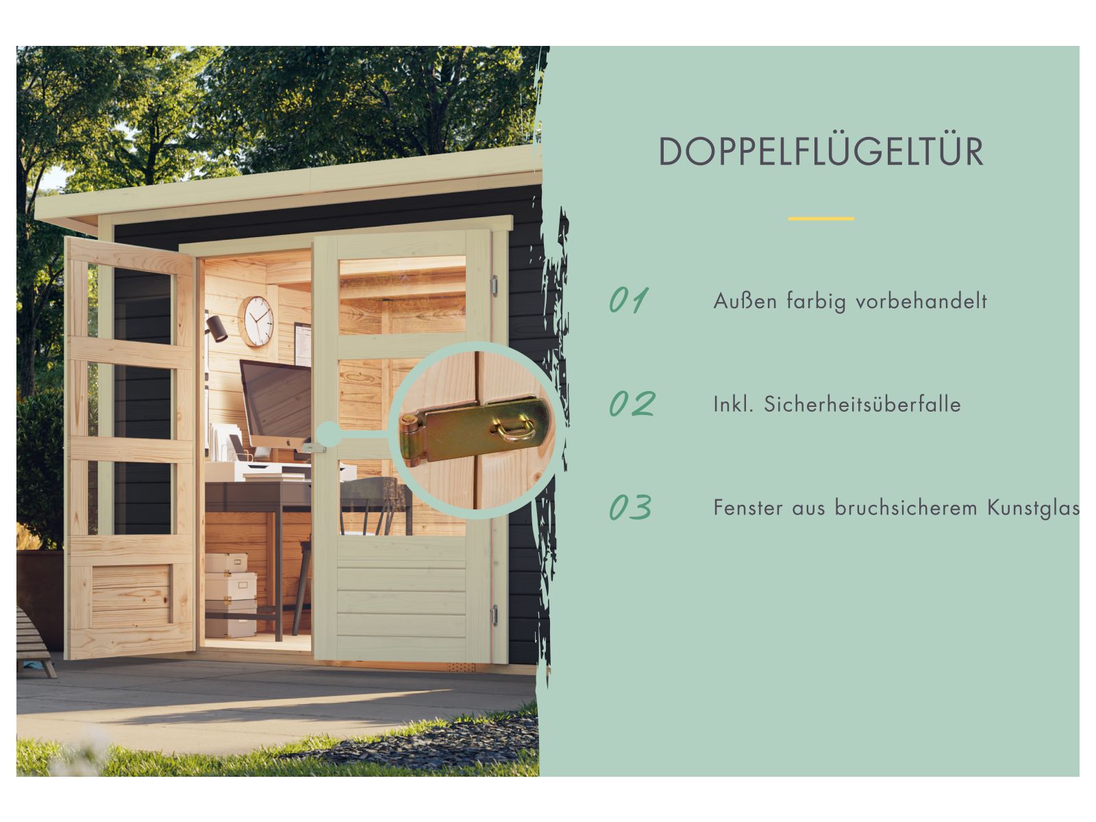 Karibu Gartenhaus Amberg 2 terragrau