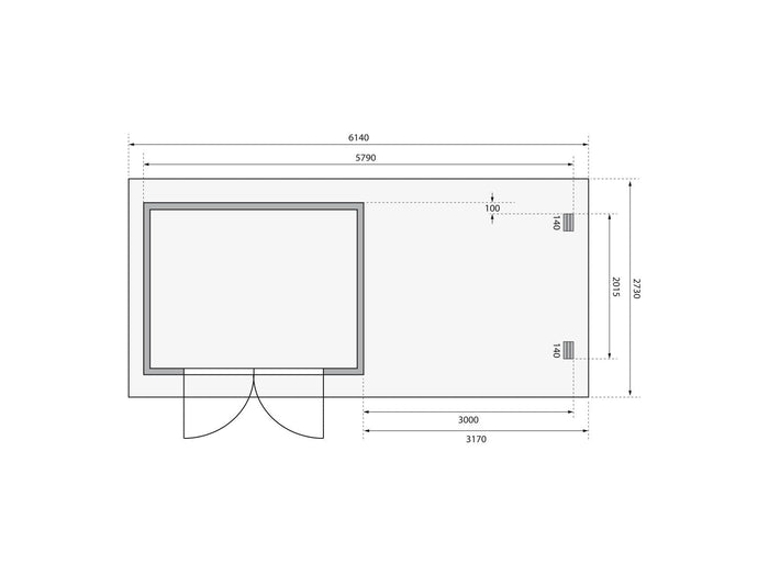 Karibu Gartenhaus Bastrup 3 mit Anbaudach 3 Meter inkl. Rückwand natur