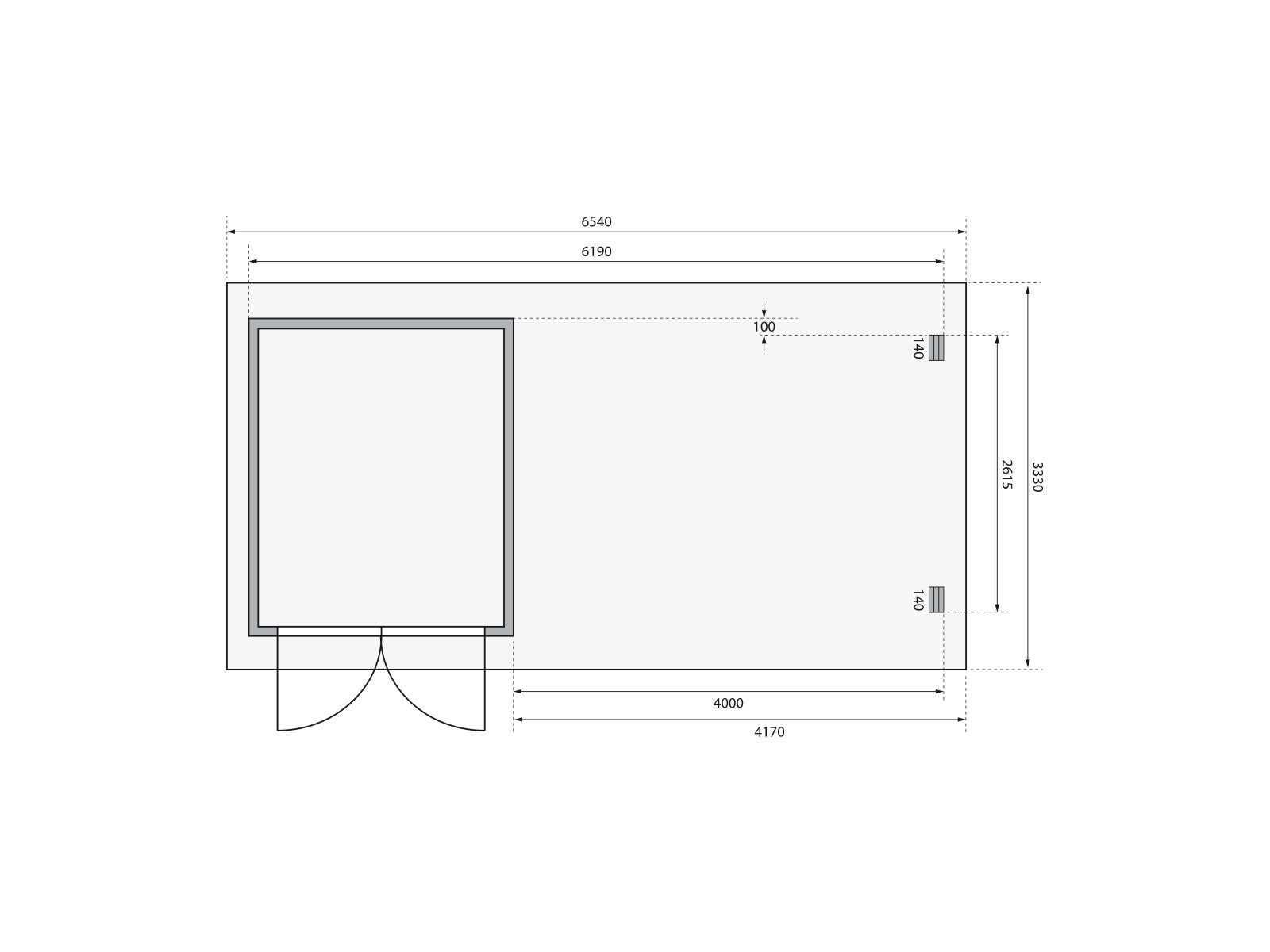 Karibu Gartenhaus Bastrup 4 mit Anbaudach 4 Meter inkl. Rückwand
